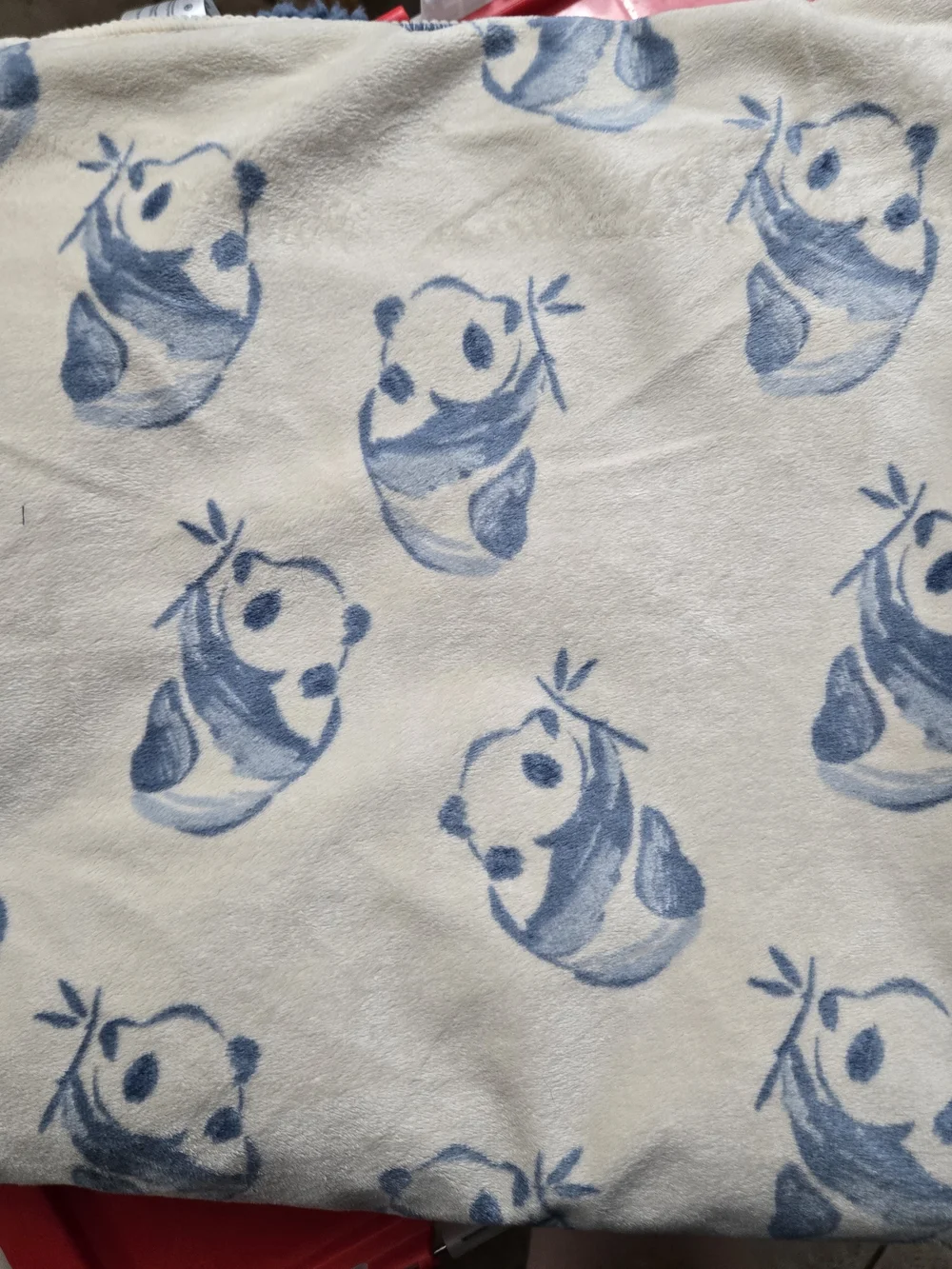 Carter's Cream Throw Blanket with Blue Panda Print